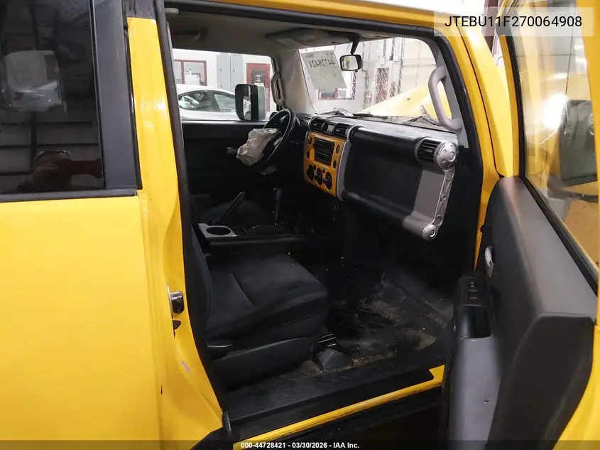 2007 Toyota Fj Cruiser VIN: JTEBU11F270064908 Lot: 44728421