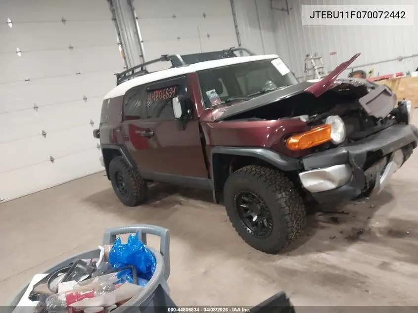 2007 Toyota Fj Cruiser VIN: JTEBU11F070072442 Lot: 44806834