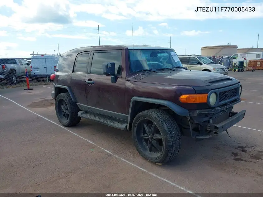 2007 Toyota Fj Cruiser VIN: JTEZU11F770005433 Lot: 44982327
