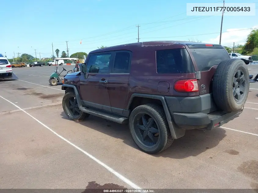 2007 Toyota Fj Cruiser VIN: JTEZU11F770005433 Lot: 44982327