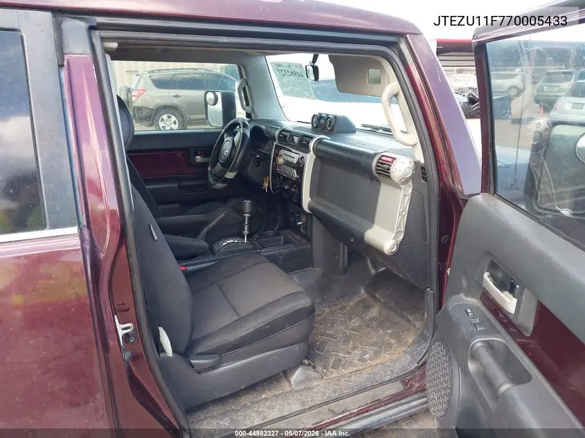 2007 Toyota Fj Cruiser VIN: JTEZU11F770005433 Lot: 44982327