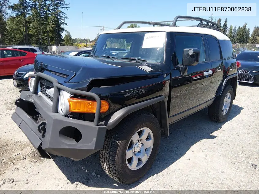2007 Toyota Fj Cruiser VIN: JTEBU11F870062838 Lot: 44989750