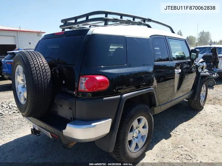 2007 Toyota Fj Cruiser VIN: JTEBU11F870062838 Lot: 44989750