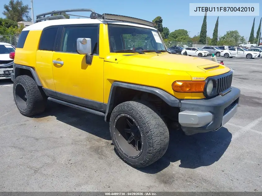 2007 Toyota Fj Cruiser VIN: JTEBU11F870042010 Lot: 44991738