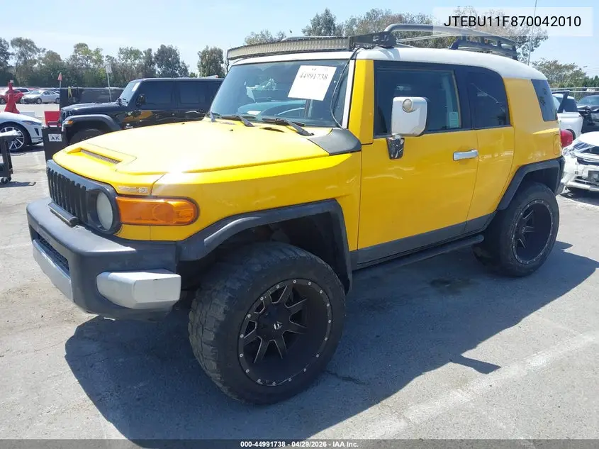 2007 Toyota Fj Cruiser VIN: JTEBU11F870042010 Lot: 44991738