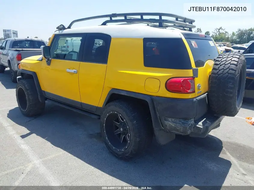 2007 Toyota Fj Cruiser VIN: JTEBU11F870042010 Lot: 44991738