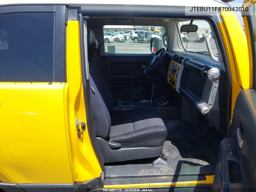 2007 Toyota Fj Cruiser VIN: JTEBU11F870042010 Lot: 44991738