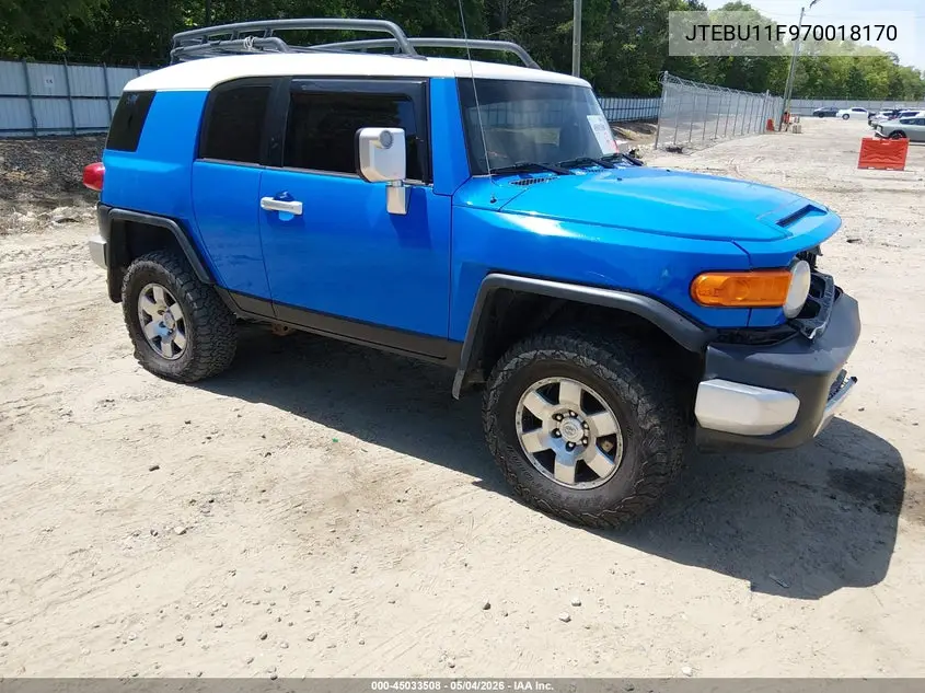 2007 Toyota Fj Cruiser VIN: JTEBU11F970018170 Lot: 45033508