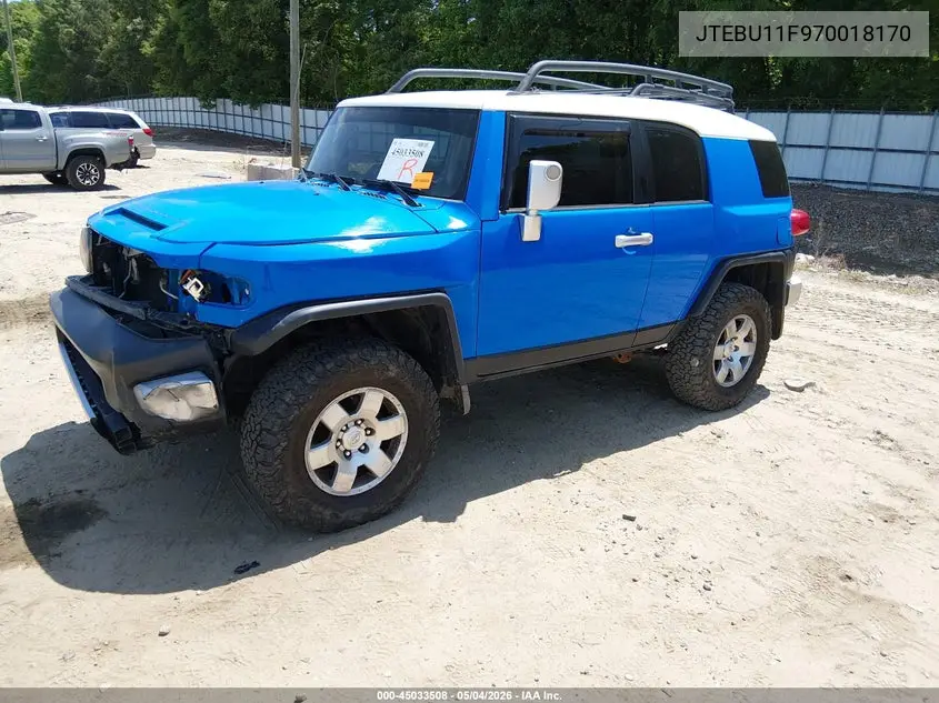 2007 Toyota Fj Cruiser VIN: JTEBU11F970018170 Lot: 45033508
