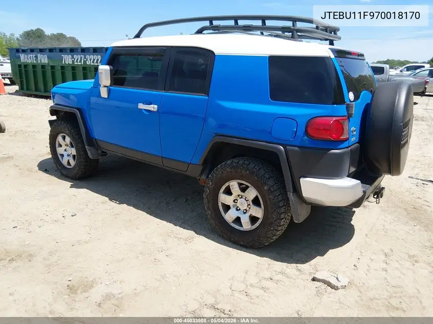 2007 Toyota Fj Cruiser VIN: JTEBU11F970018170 Lot: 45033508