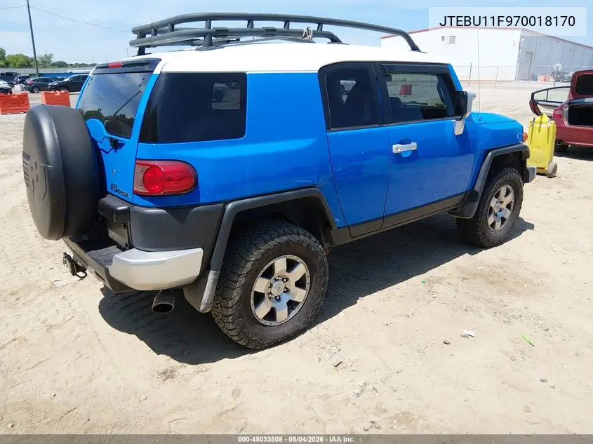 2007 Toyota Fj Cruiser VIN: JTEBU11F970018170 Lot: 45033508