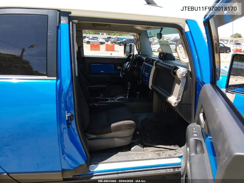 2007 Toyota Fj Cruiser VIN: JTEBU11F970018170 Lot: 45033508