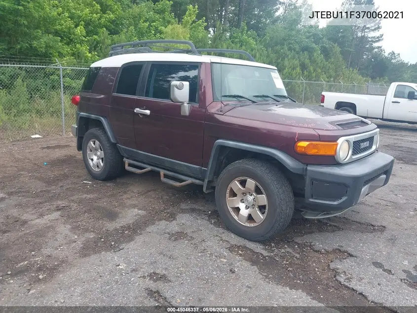 2007 Toyota Fj Cruiser VIN: JTEBU11F370062021 Lot: 45046337
