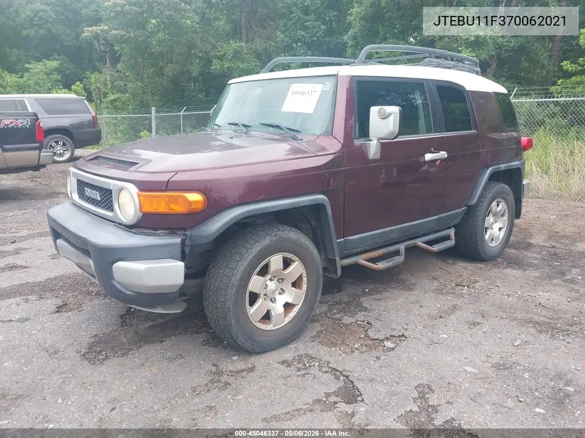 2007 Toyota Fj Cruiser VIN: JTEBU11F370062021 Lot: 45046337
