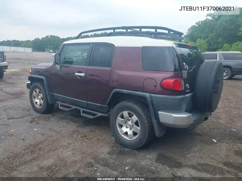 2007 Toyota Fj Cruiser VIN: JTEBU11F370062021 Lot: 45046337