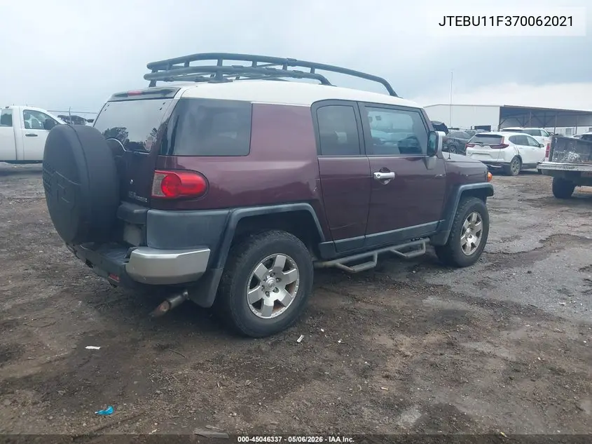 2007 Toyota Fj Cruiser VIN: JTEBU11F370062021 Lot: 45046337