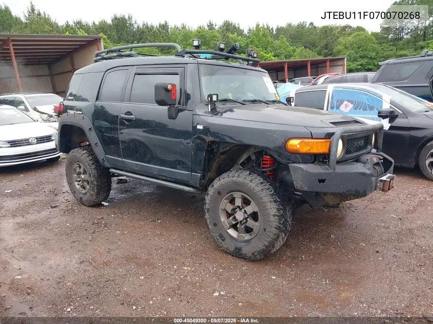 2007 Toyota Fj Cruiser VIN: JTEBU11F070070268 Lot: 45049300