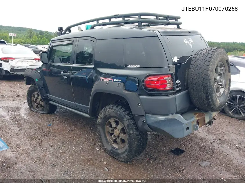 2007 Toyota Fj Cruiser VIN: JTEBU11F070070268 Lot: 45049300