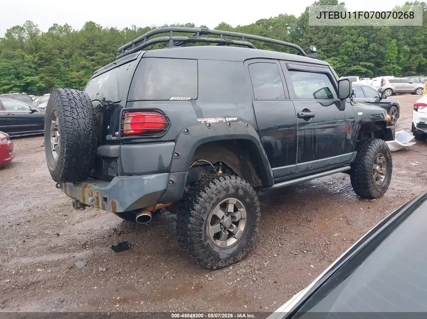 2007 Toyota Fj Cruiser VIN: JTEBU11F070070268 Lot: 45049300