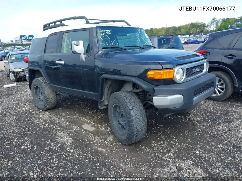 2007 Toyota Fj Cruiser VIN: JTEBU11FX70066177 Lot: 45085647
