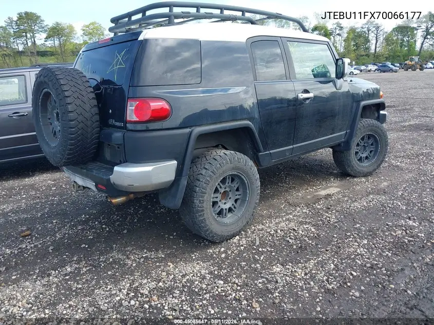 2007 Toyota Fj Cruiser VIN: JTEBU11FX70066177 Lot: 45085647