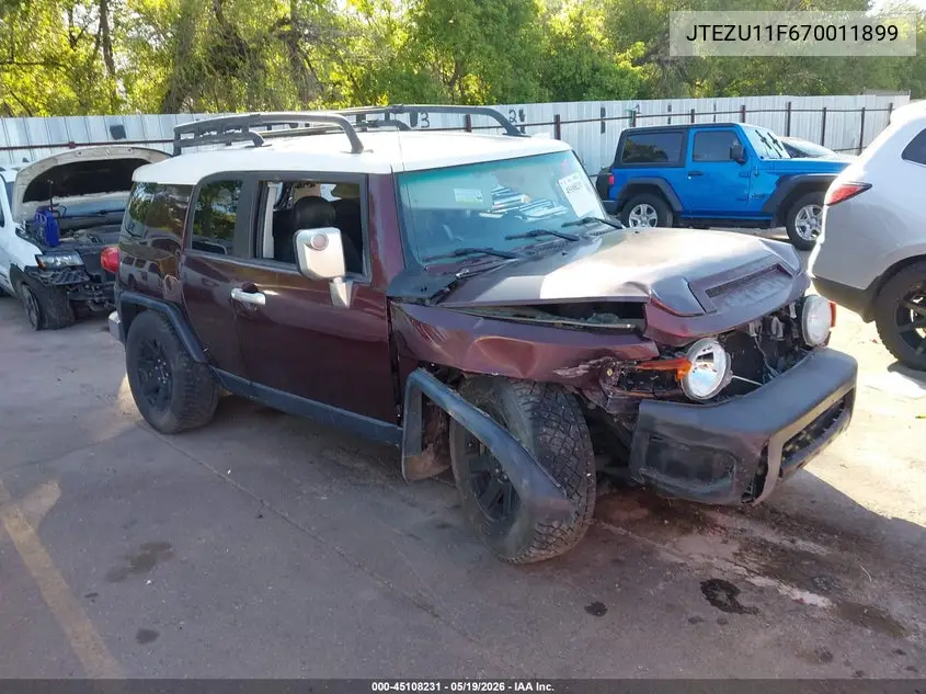 2007 Toyota Fj Cruiser VIN: JTEZU11F670011899 Lot: 45108231
