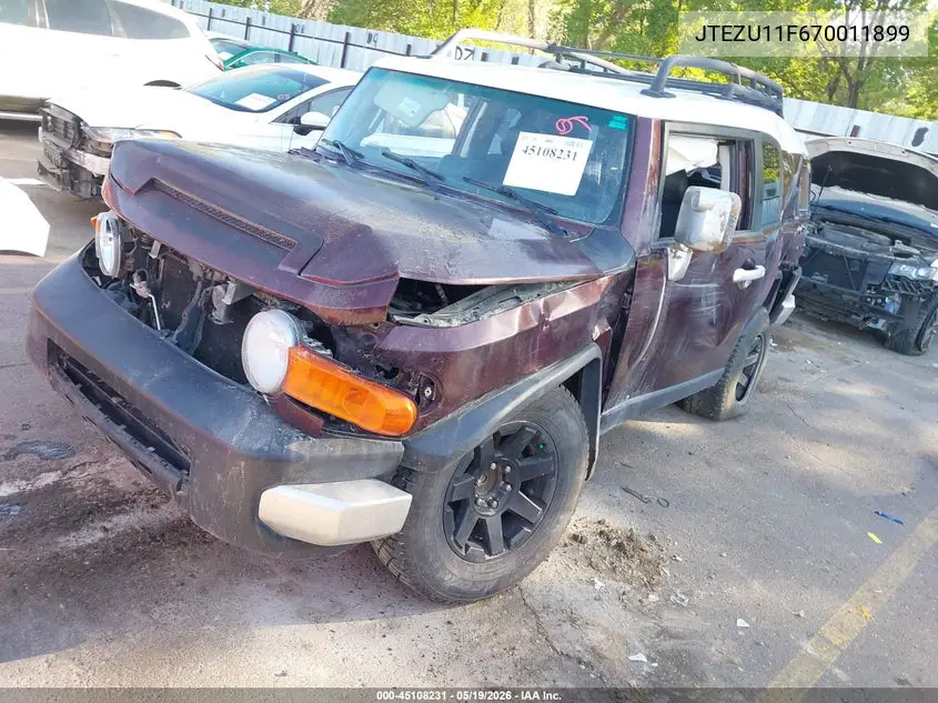2007 Toyota Fj Cruiser VIN: JTEZU11F670011899 Lot: 45108231