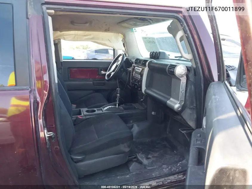 2007 Toyota Fj Cruiser VIN: JTEZU11F670011899 Lot: 45108231