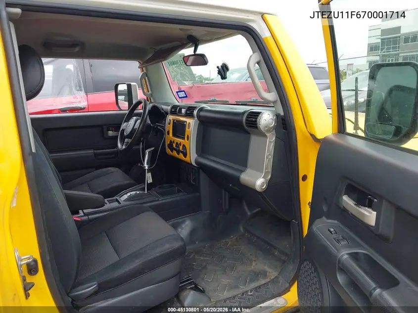 2007 Toyota Fj Cruiser VIN: JTEZU11F670001714 Lot: 45130801