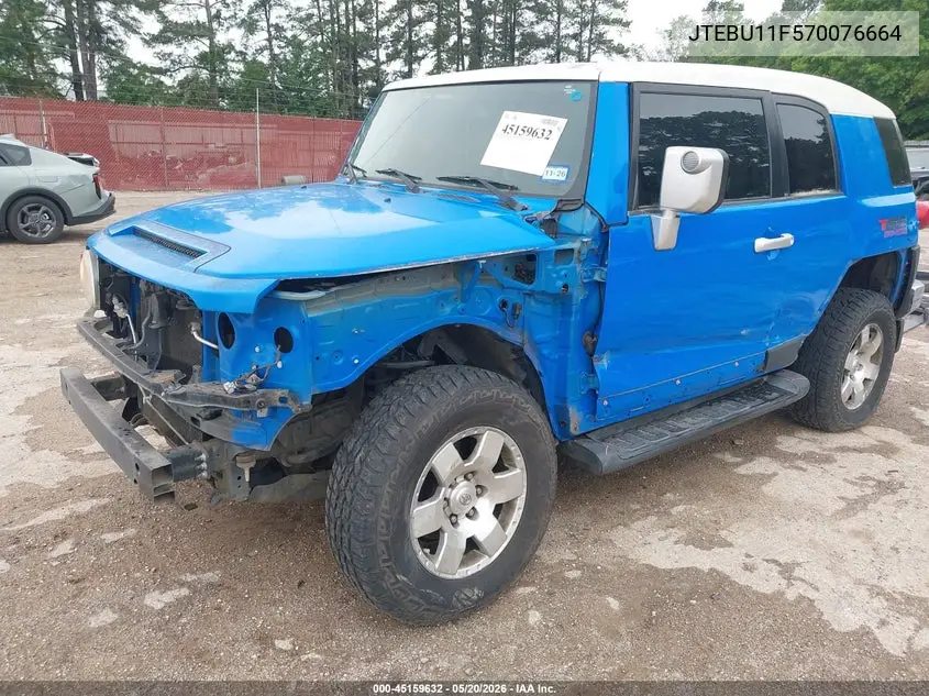 2007 Toyota Fj Cruiser VIN: JTEBU11F570076664 Lot: 45159632