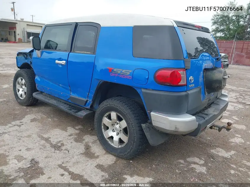 2007 Toyota Fj Cruiser VIN: JTEBU11F570076664 Lot: 45159632