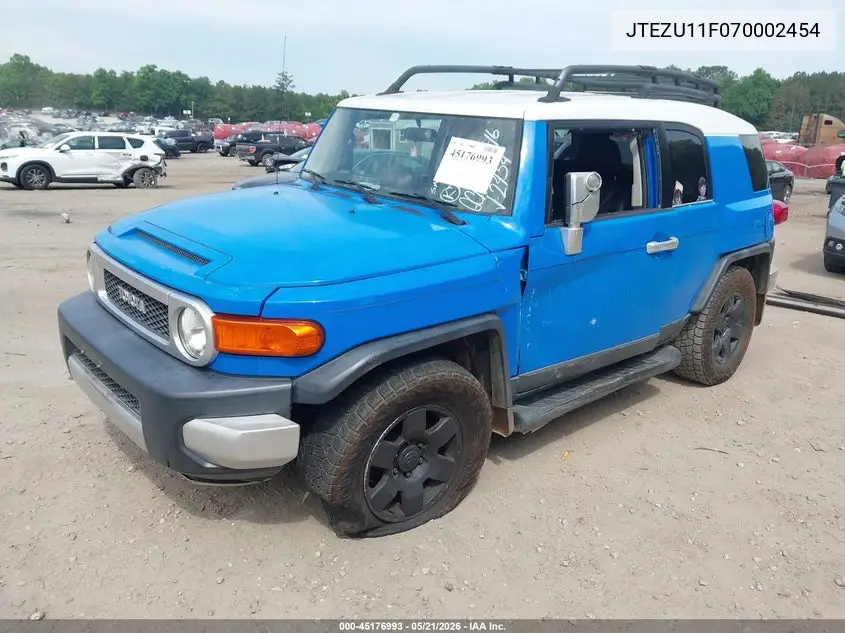 2007 Toyota Fj Cruiser VIN: JTEZU11F070002454 Lot: 45176993