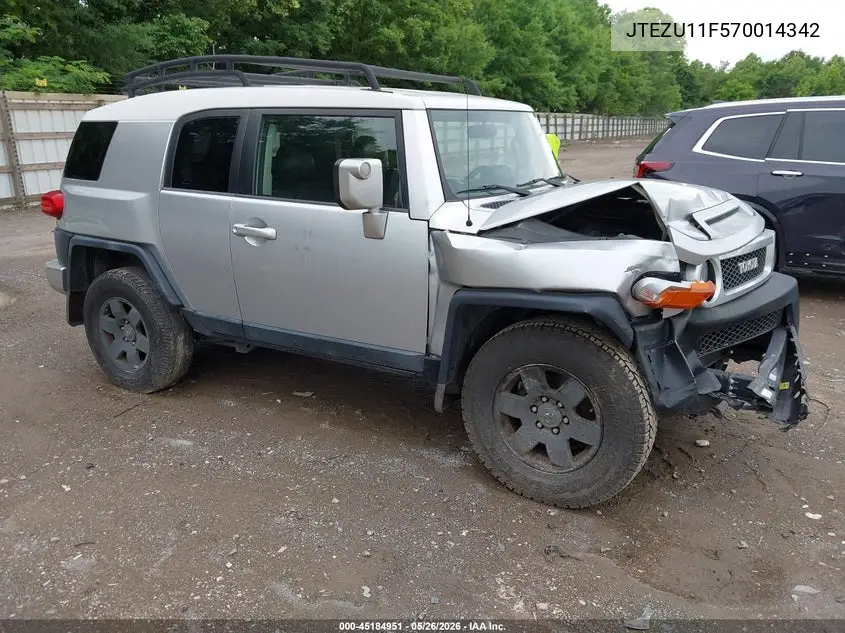 2007 Toyota Fj Cruiser VIN: JTEZU11F570014342 Lot: 45184951