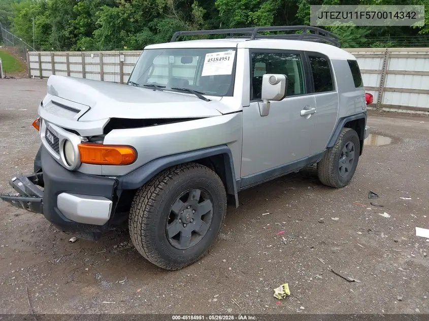 2007 Toyota Fj Cruiser VIN: JTEZU11F570014342 Lot: 45184951