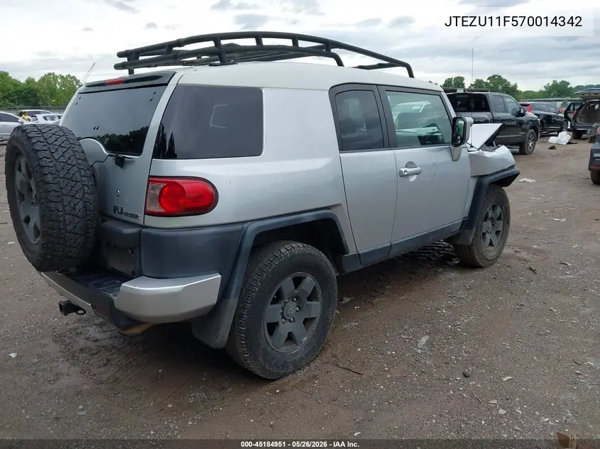 2007 Toyota Fj Cruiser VIN: JTEZU11F570014342 Lot: 45184951