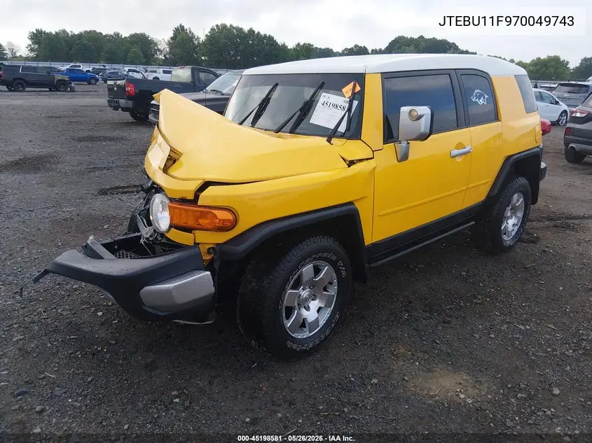2007 Toyota Fj Cruiser VIN: JTEBU11F970049743 Lot: 45198581