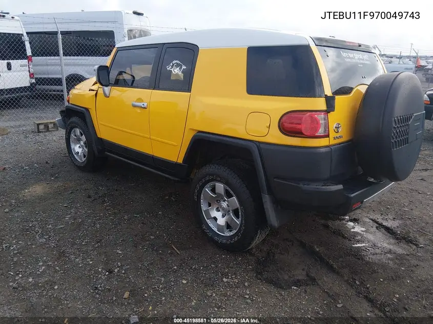 2007 Toyota Fj Cruiser VIN: JTEBU11F970049743 Lot: 45198581