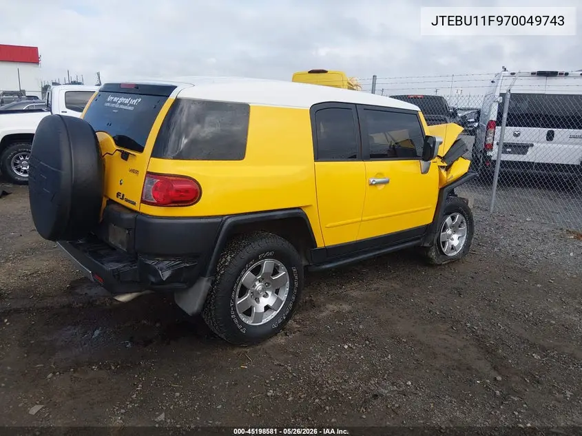 2007 Toyota Fj Cruiser VIN: JTEBU11F970049743 Lot: 45198581