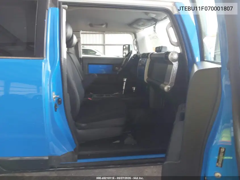 2007 Toyota Fj Cruiser VIN: JTEBU11F070001807 Lot: 45210116