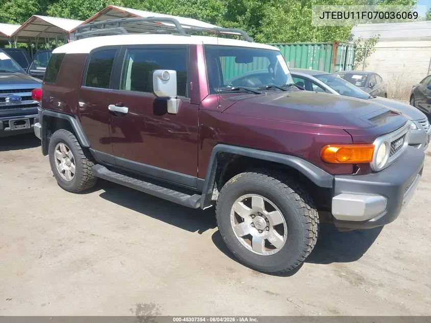 2007 Toyota Fj Cruiser VIN: JTEBU11F070036069 Lot: 45307354
