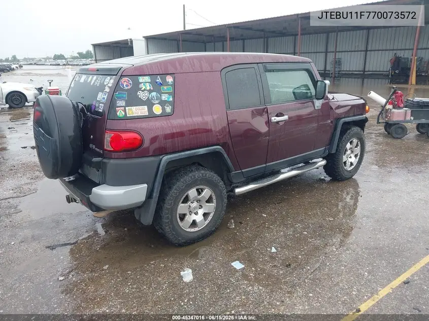 2007 Toyota Fj Cruiser VIN: JTEBU11F770073572 Lot: 45347016