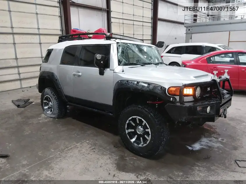 2007 Toyota Fj Cruiser VIN: JTEBU11F470071567 Lot: 45351915