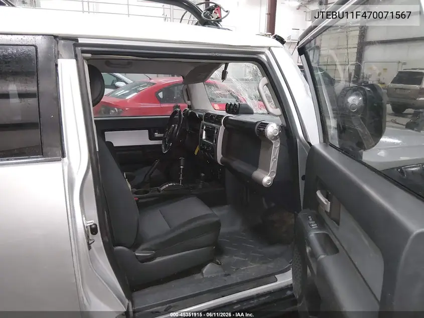 2007 Toyota Fj Cruiser VIN: JTEBU11F470071567 Lot: 45351915