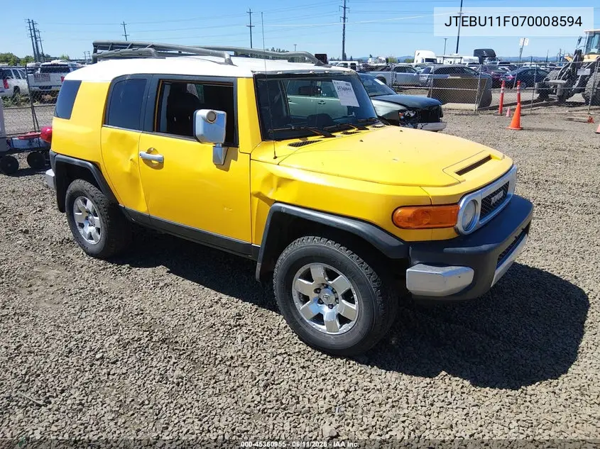 2007 Toyota Fj Cruiser VIN: JTEBU11F070008594 Lot: 45360955