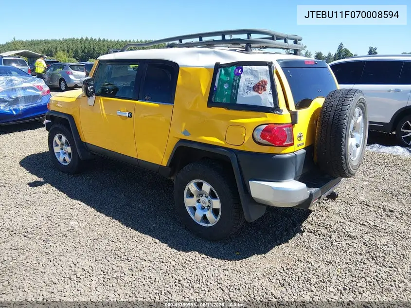 2007 Toyota Fj Cruiser VIN: JTEBU11F070008594 Lot: 45360955