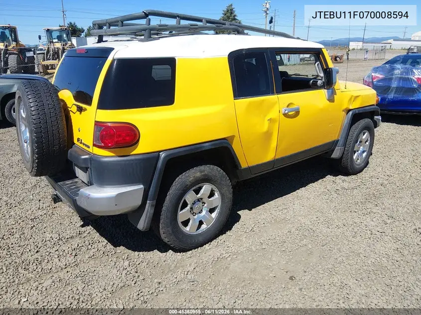2007 Toyota Fj Cruiser VIN: JTEBU11F070008594 Lot: 45360955