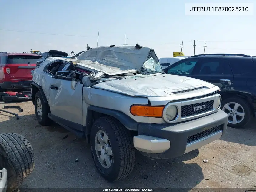 2007 Toyota Fj Cruiser VIN: JTEBU11F870025210 Lot: 45418009
