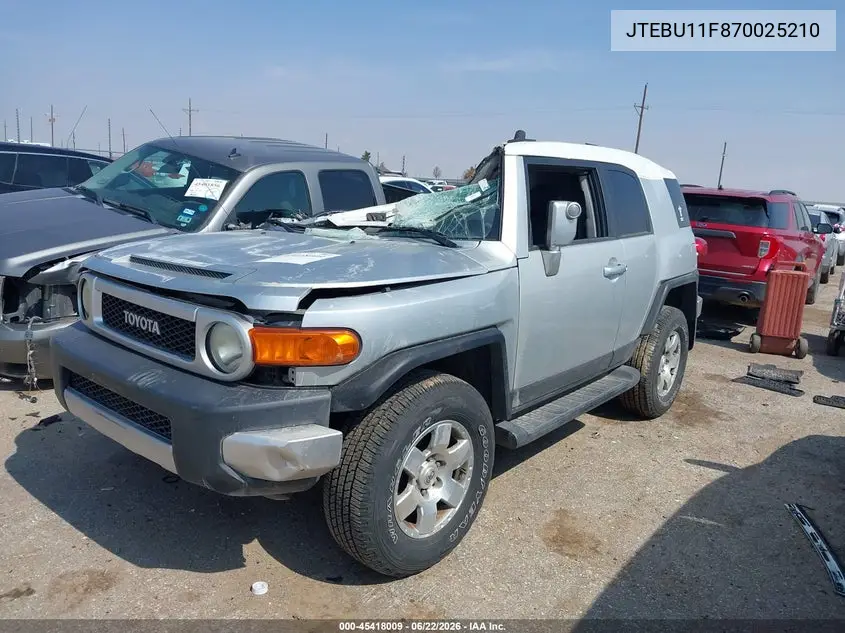 2007 Toyota Fj Cruiser VIN: JTEBU11F870025210 Lot: 45418009