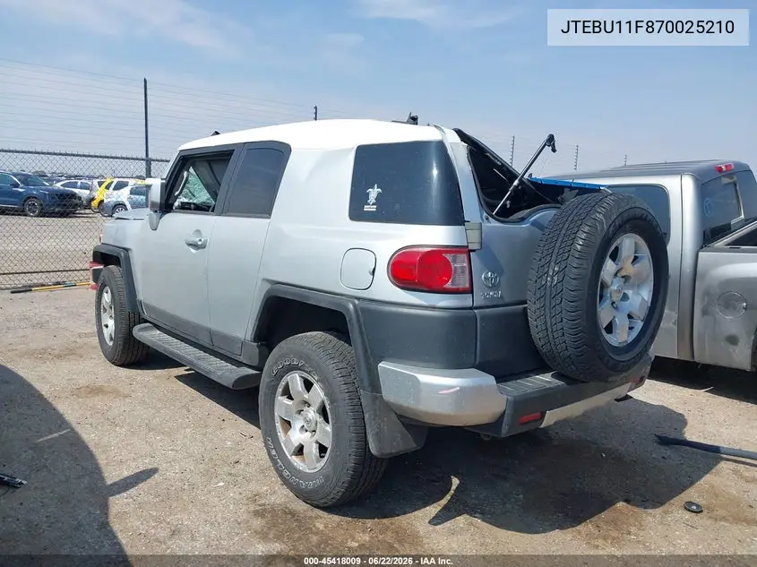 2007 Toyota Fj Cruiser VIN: JTEBU11F870025210 Lot: 45418009