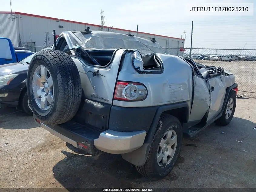 2007 Toyota Fj Cruiser VIN: JTEBU11F870025210 Lot: 45418009